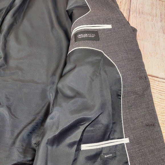 Awearness Kenneth Cole Men Modern Slim Fit Sport Coat Blazer Two Button Jacket - Picture 5 of 15